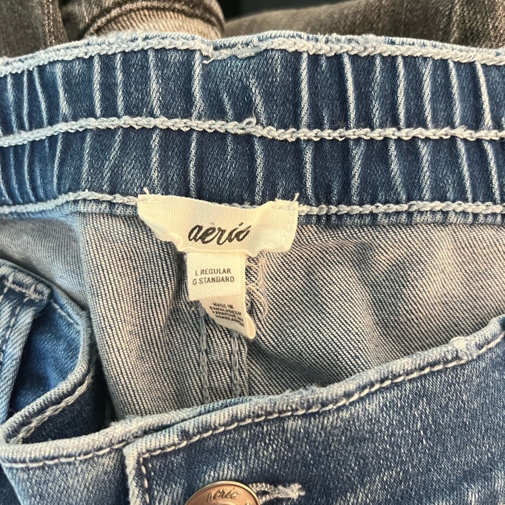 Aerie women’s jeans/ jeggings baby flare size L soft stretchy, elastic waist EUC - Picture 3 of 7